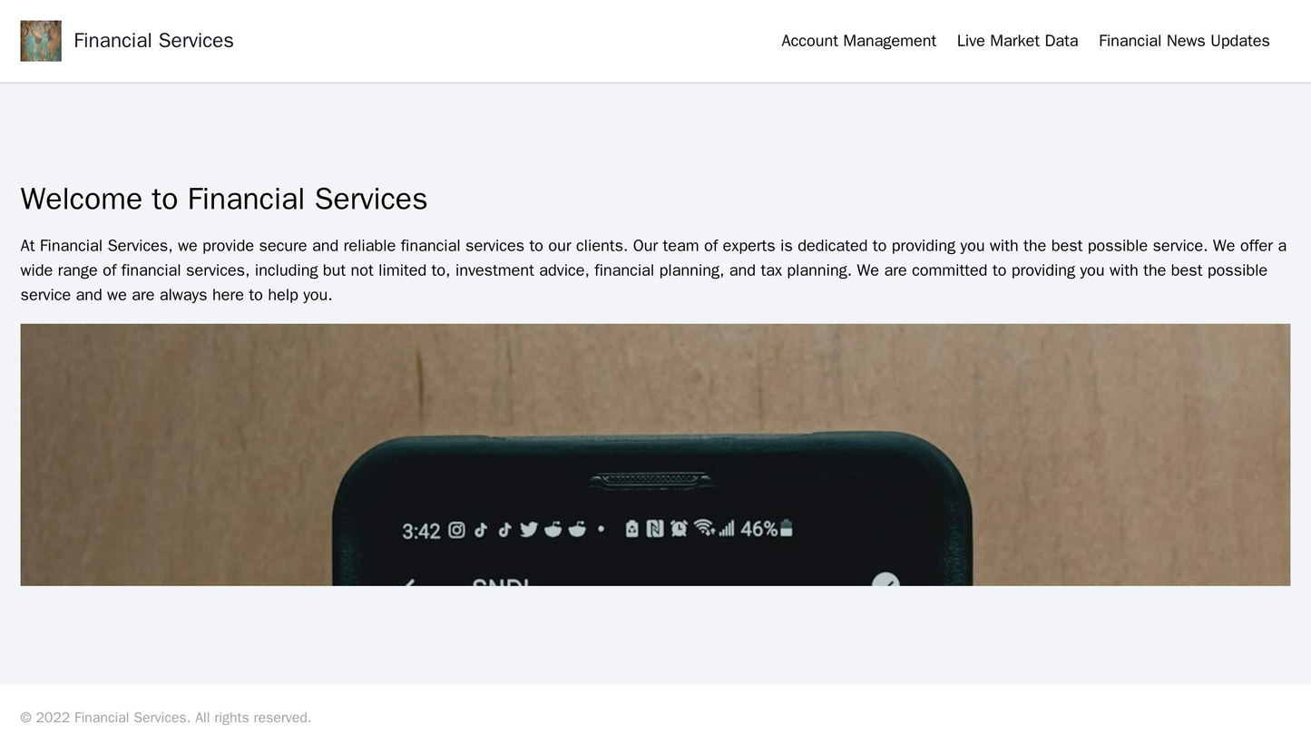 Financial Services: A secure and reliable design with a background image of stocks or graphs, a logo at the top left, an Web Template 4193