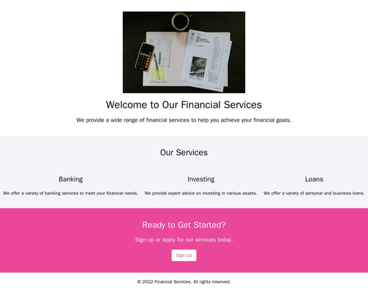 Financial Services: A professional design with a centered logo, conservative color palette, and extensive use of icons t Web Template 4600