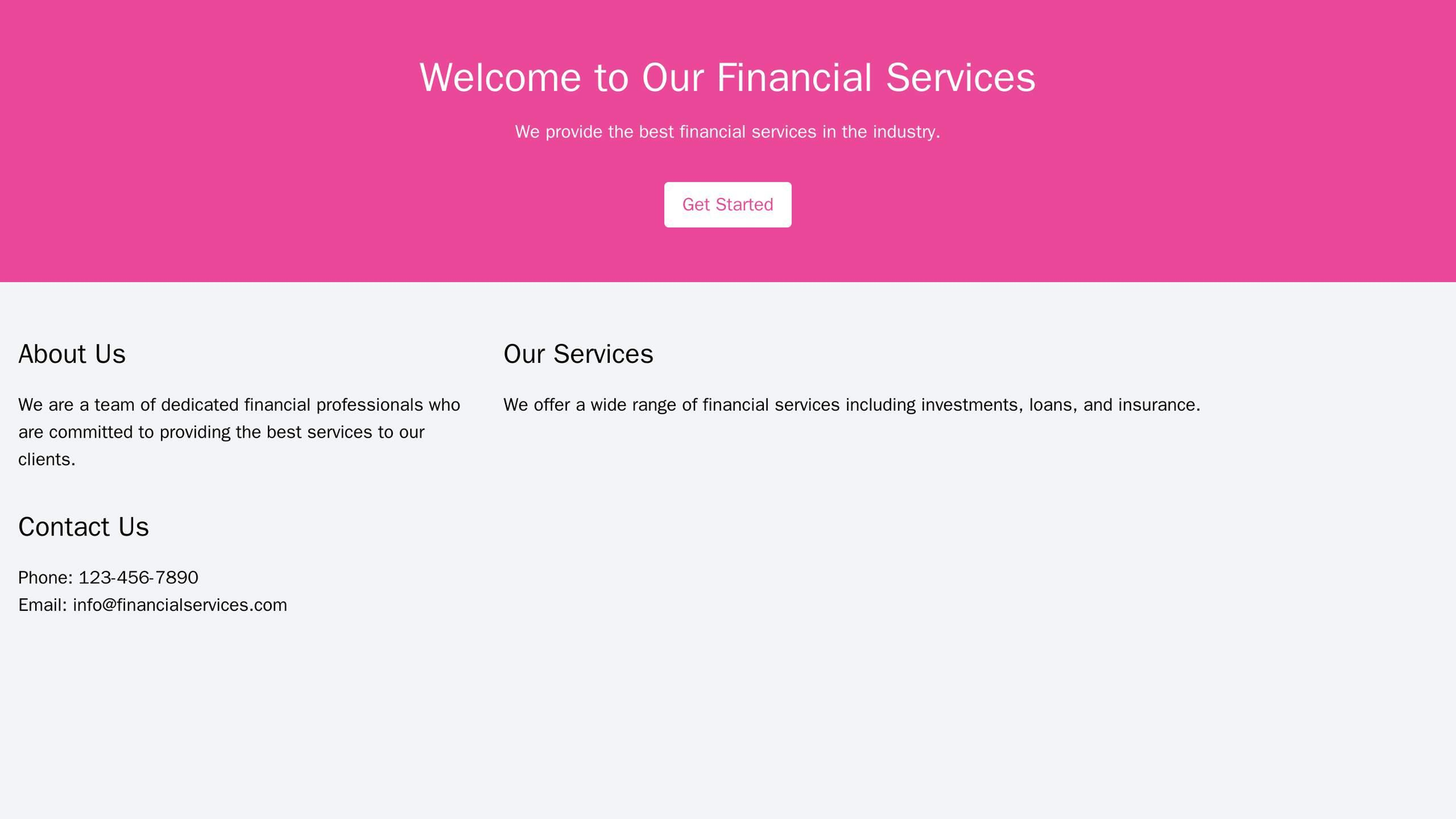 Financial Services Website: A formal design with a professional color scheme. The header displays a prominent call-to-ac Web Template 3799