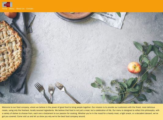 Food Company: A full-width, scrolling banner showcasing mouthwatering food images. The navigation is at the top, with th Web Template 3892