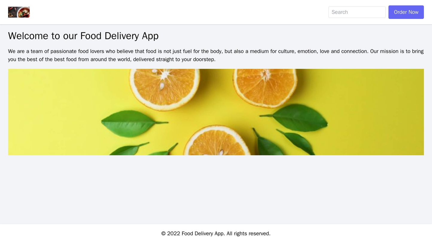 Food Delivery App: A minimalist design with a hero image of delicious food, a search bar, and a call-to-action button th Web Template 2381