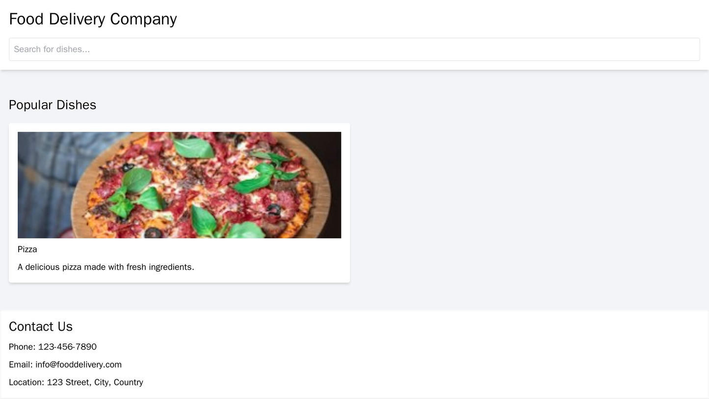 Food Delivery Company Site: A grid-based layout with images of dishes and menu items, a prominent search bar, and a stri Web Template 3757