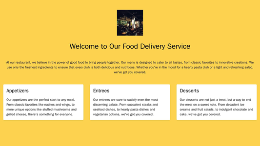 Food Delivery Service: A design inspired by a restaurant menu, with a vertical layout featuring various food categories. Web Template 3341