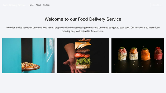 Food Delivery Service: A simple and easy-to-navigate design with a horizontal navigation bar, large, clear images of foo Web Template 3444