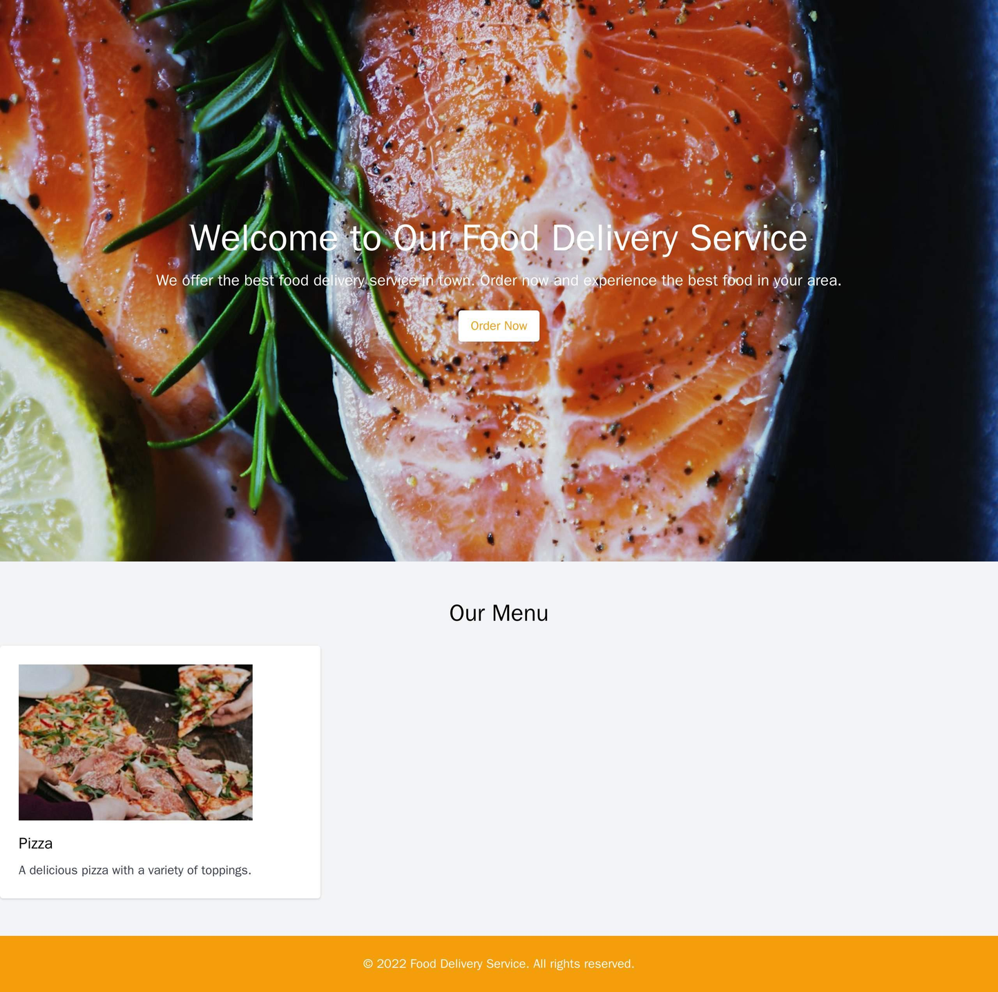 Food Delivery Service: A colorful layout with a large, appetizing hero image, a prominent call-to-action button for orde Web Template 3455