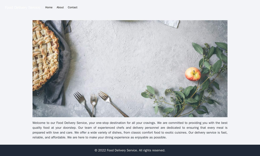 Food Delivery Service: A colorful and visually appealing design with a large hero image of a delicious meal, a horizonta Web Template 3863