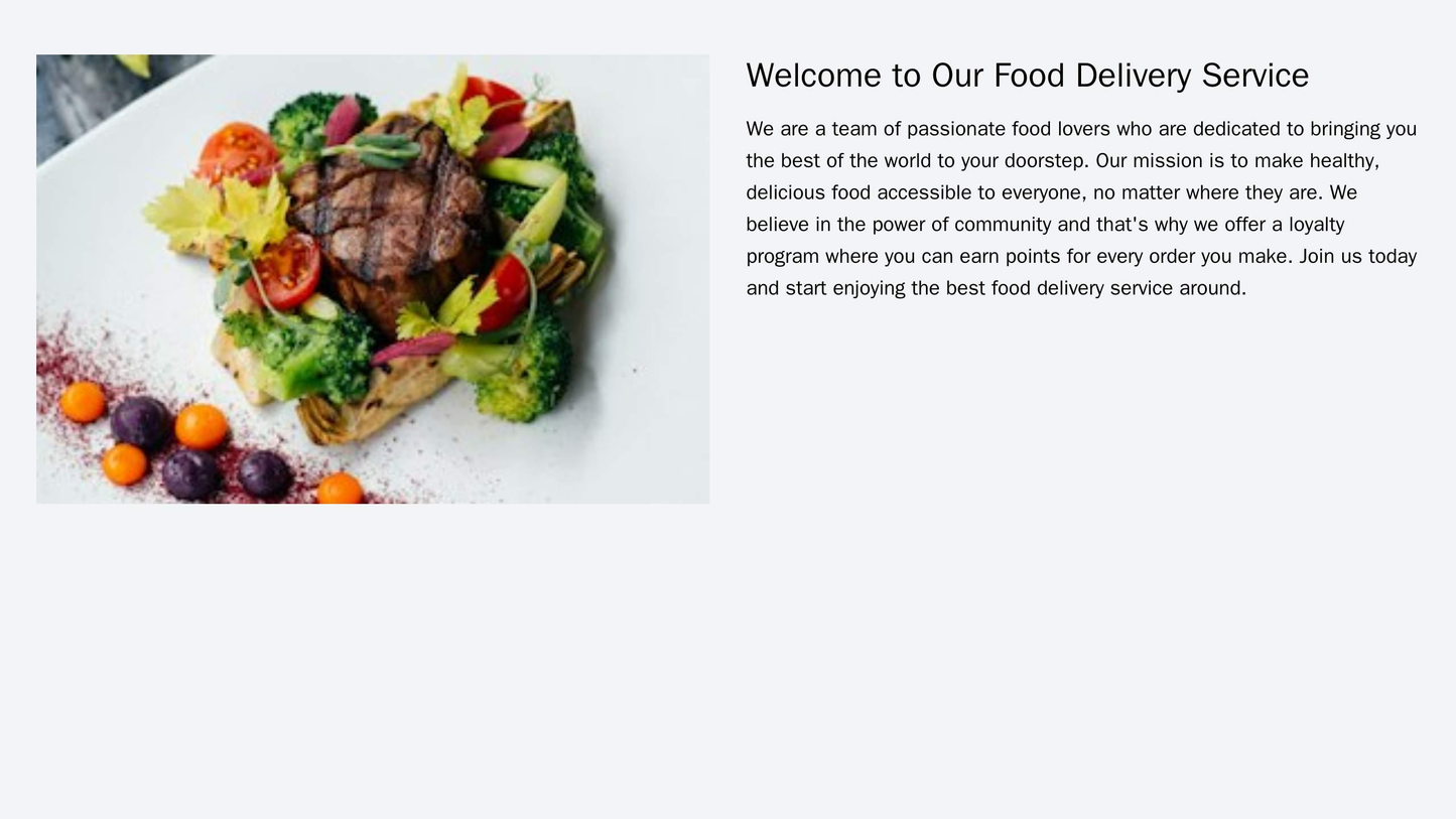 Food Delivery Service: A playful design with a colorful graphic of food or ingredients on the left side, a centered logo Web Template 4230