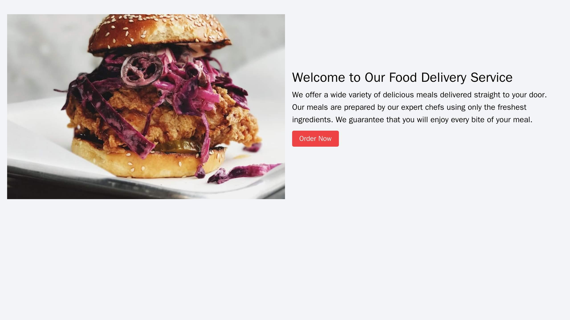 Food Delivery Service: A functional, easy-to-navigate design with a large image of a meal, an appetizing description, an Web Template 4386