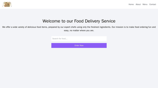 Food Delivery Service: A playful design with a cartoon food illustration in the header. The logo is situated in the uppe Web Template 4432