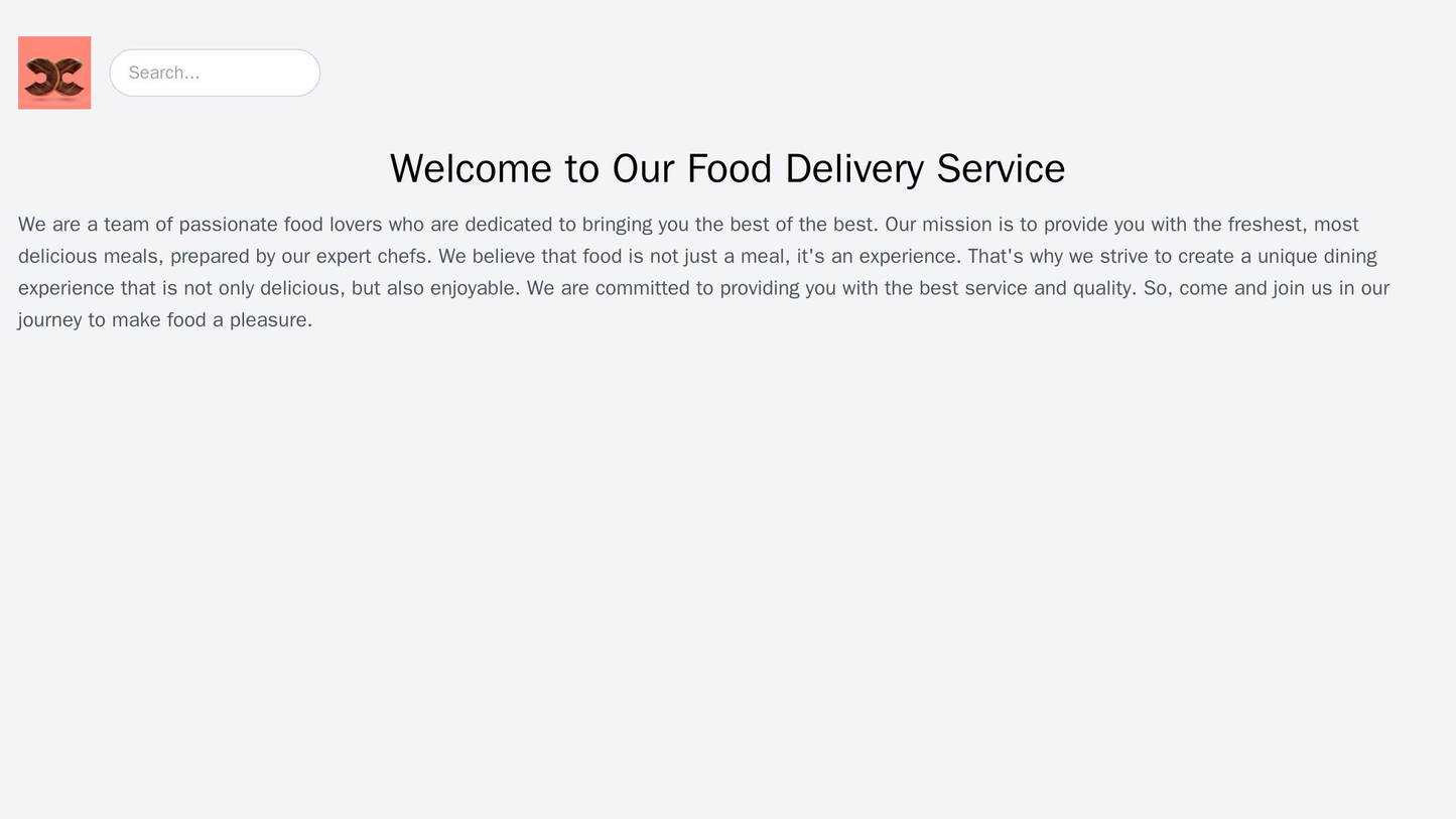 Food Delivery Service: A visually appealing design that places the logo at the top left, with a prominent search bar bel Web Template 4679