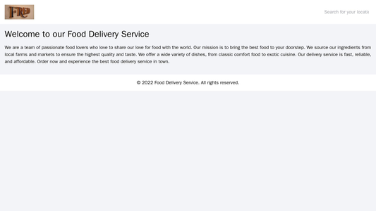 Food Delivery Service: A warm and inviting design featuring a large, vibrant background image and a prominent search bar Web Template 4857