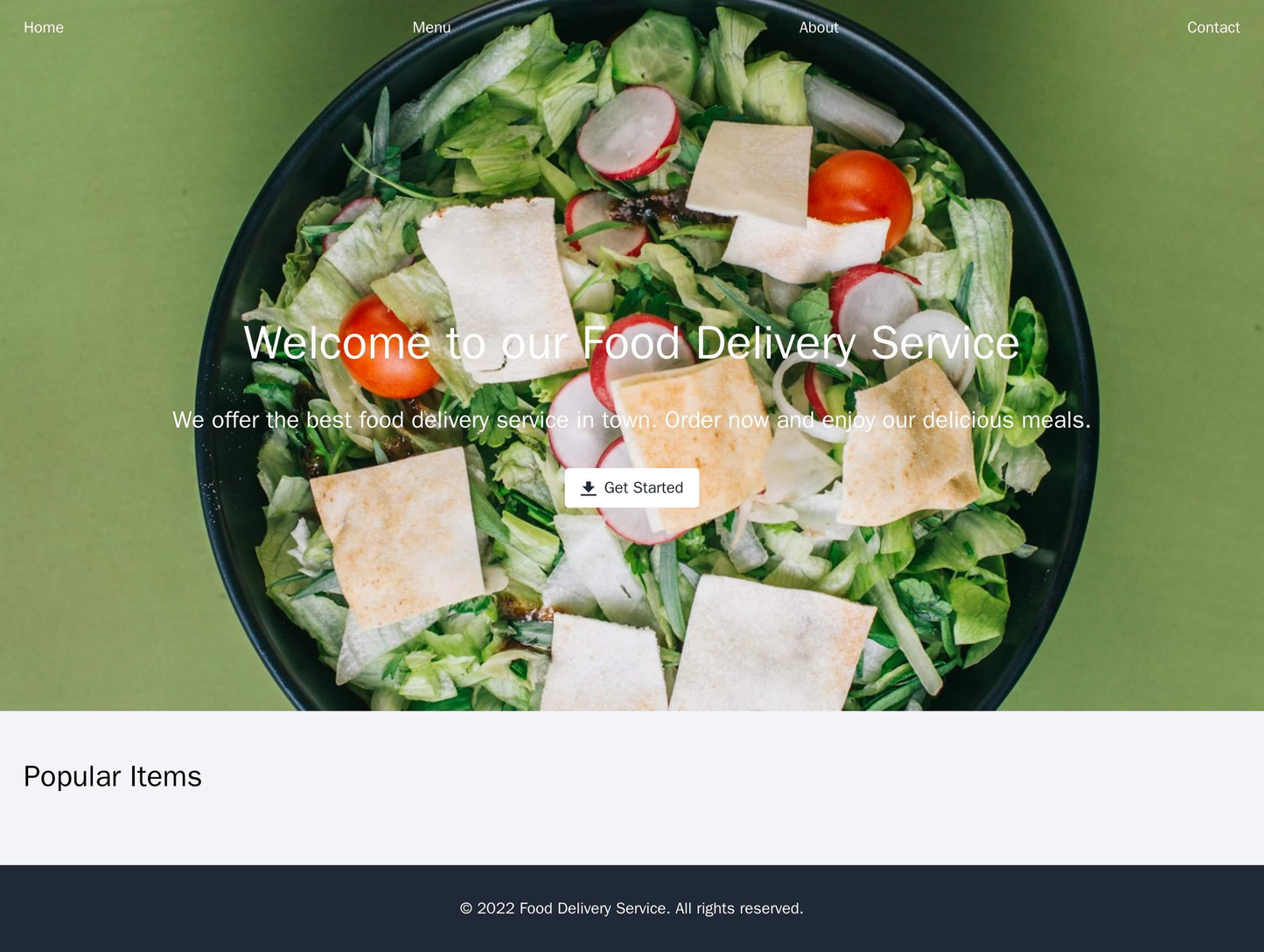 Food Delivery Service: A mobile-optimized design with a large, colorful header image featuring their menu, a navigation  Web Template 4947