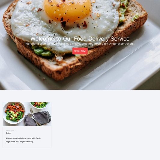 Food Delivery Service: A bright, appetizing color palette with a large, centered image of a meal, a simple and intuitive Web Template 4986