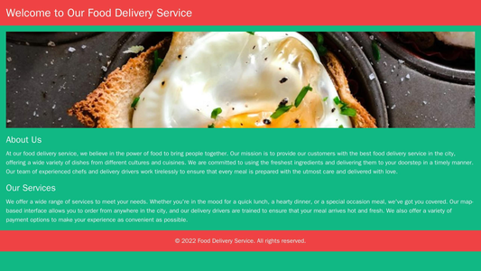 Food Delivery Service Website: A map-based interface for ordering, a large image of a favorite meal at the top, and a pr Web Template 4563