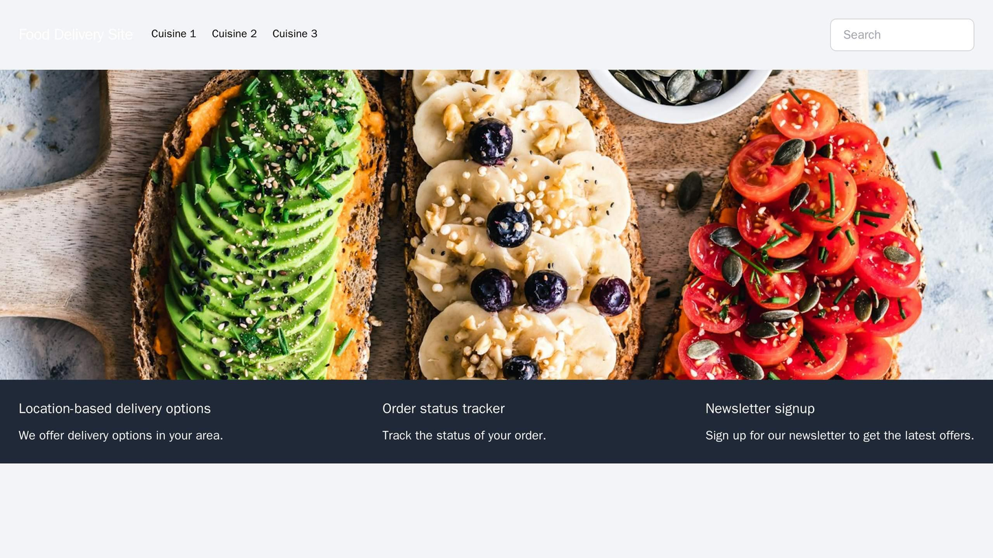 Food Delivery Site: A clean design with a horizontal menu at the top, featuring different cuisine categories. A search b Web Template 3098