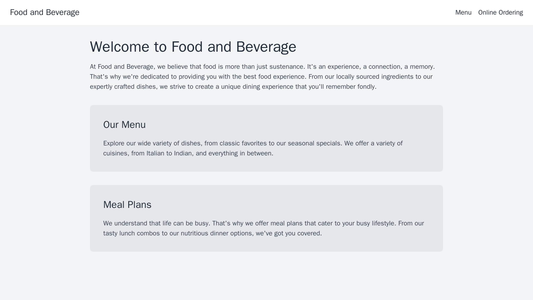 Food and Beverage: A mouthwatering design with a full-screen image of appetizing food, a top navigation bar with a menu  Web Template 2389