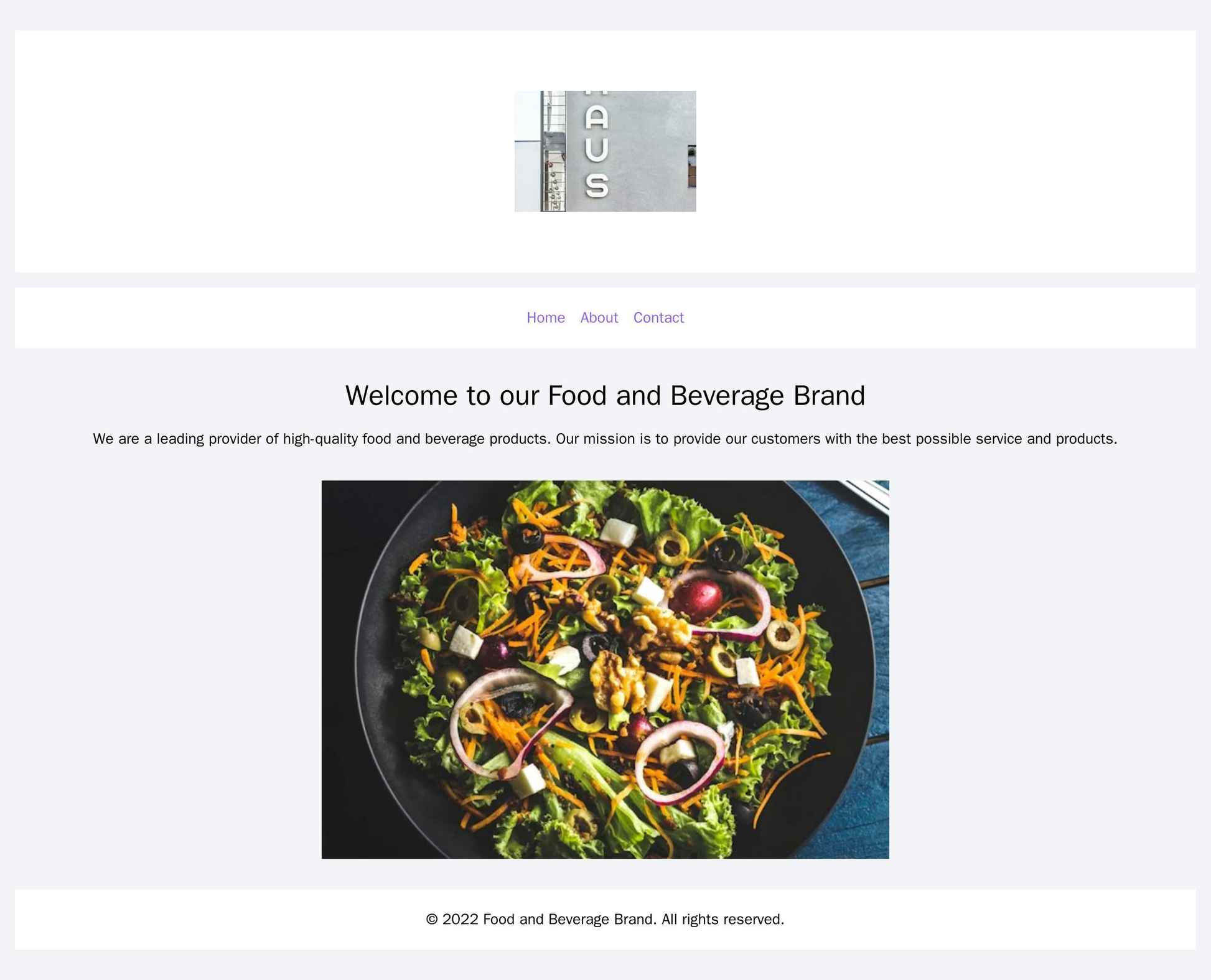 Food and Beverage Brand: A vibrant and inviting design with high-quality food images, a centered header displaying the b Web Template 4966