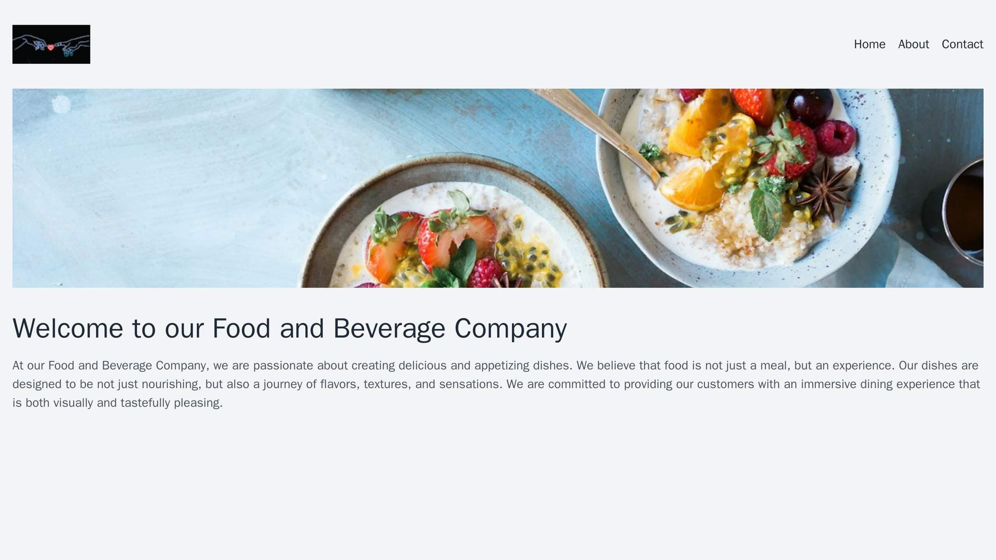 Food and Beverage Company: A appetizing and immersive design with a hero image of a delicious dish, a navigation bar wit Web Template 2256