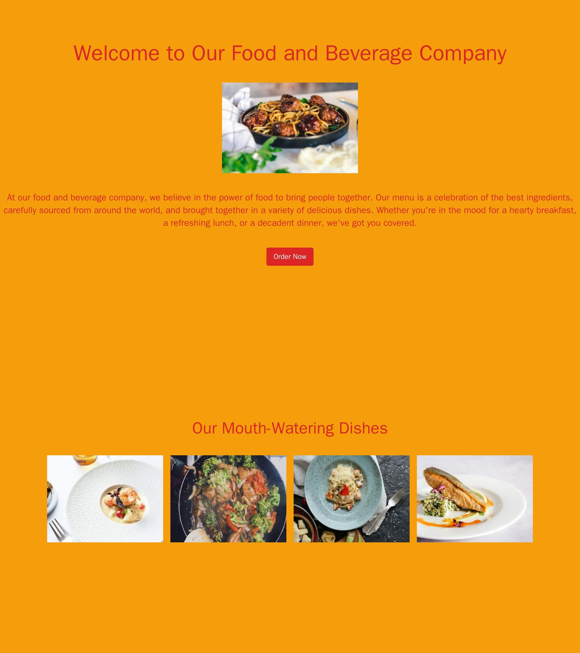 Food and Beverage Company: A colorful, lively design with a prominent image of their product, a call-to-action button in Web Template 3265