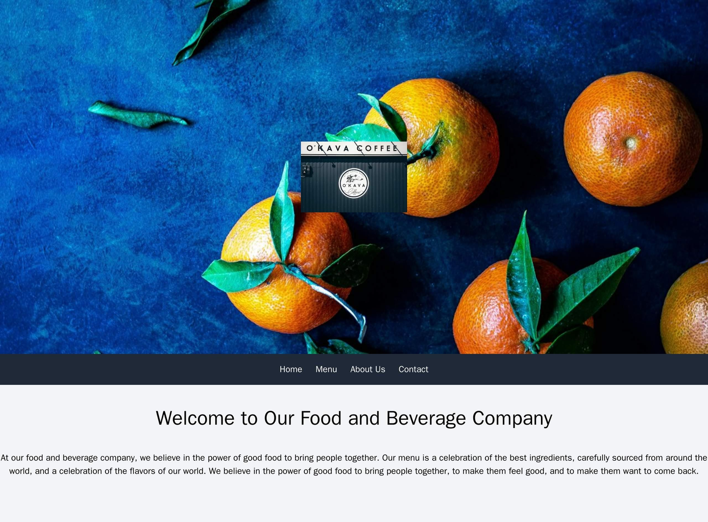 Food and Beverage Company: A lively and visually appealing design with a large food image as the hero, a centered logo,  Web Template 3397