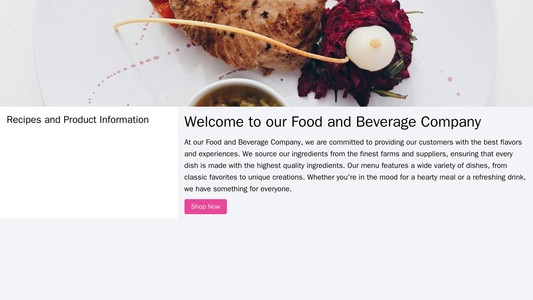 Food and Beverage Company: A delectable design with a full-width hero image of a mouthwatering dish, a left sidebar for  Web Template 3601