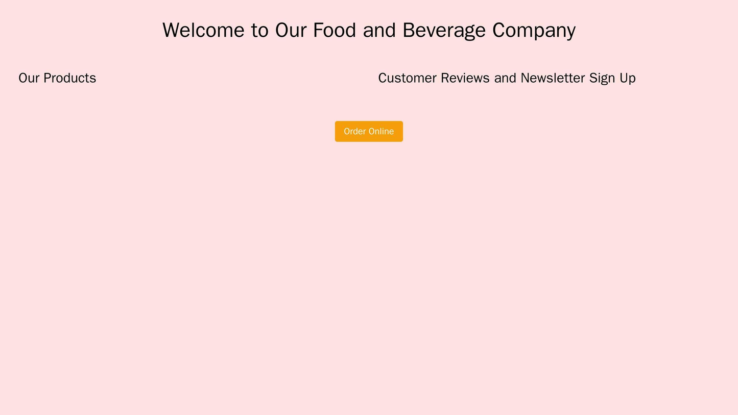 Food and Beverage Company: A two-column design with the left column dedicated to products and the right column for custo Web Template 3983