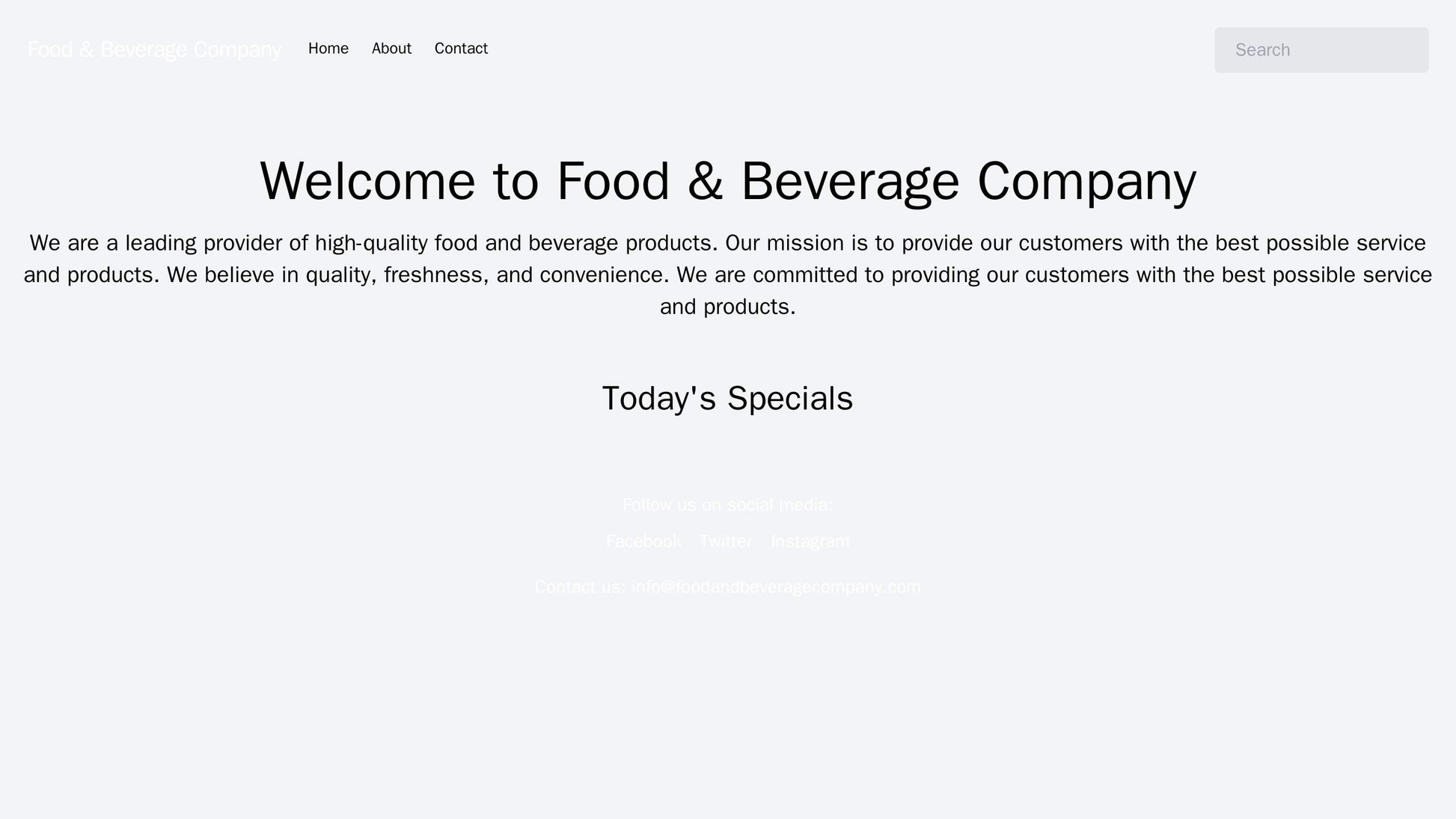 Food and Beverage Company: A website design featuring a large carousel of visually appealing food images at the top, wit Web Template 4650