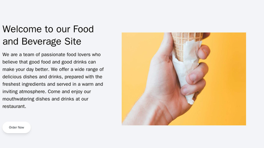 Food and Beverage Site: A mouthwatering design with a large hero image of a delicious dish, a prominent call-to-action b Web Template 4183