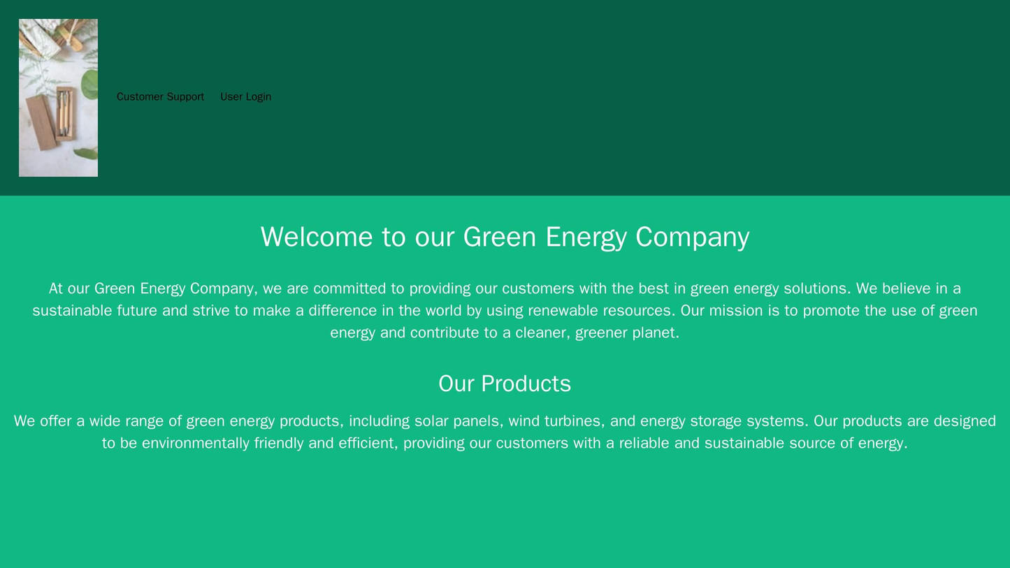 Green Energy Company: A design with strong green hues, an image of the sun, wind, or an eco-friendly logo, a top bar con Web Template 2288