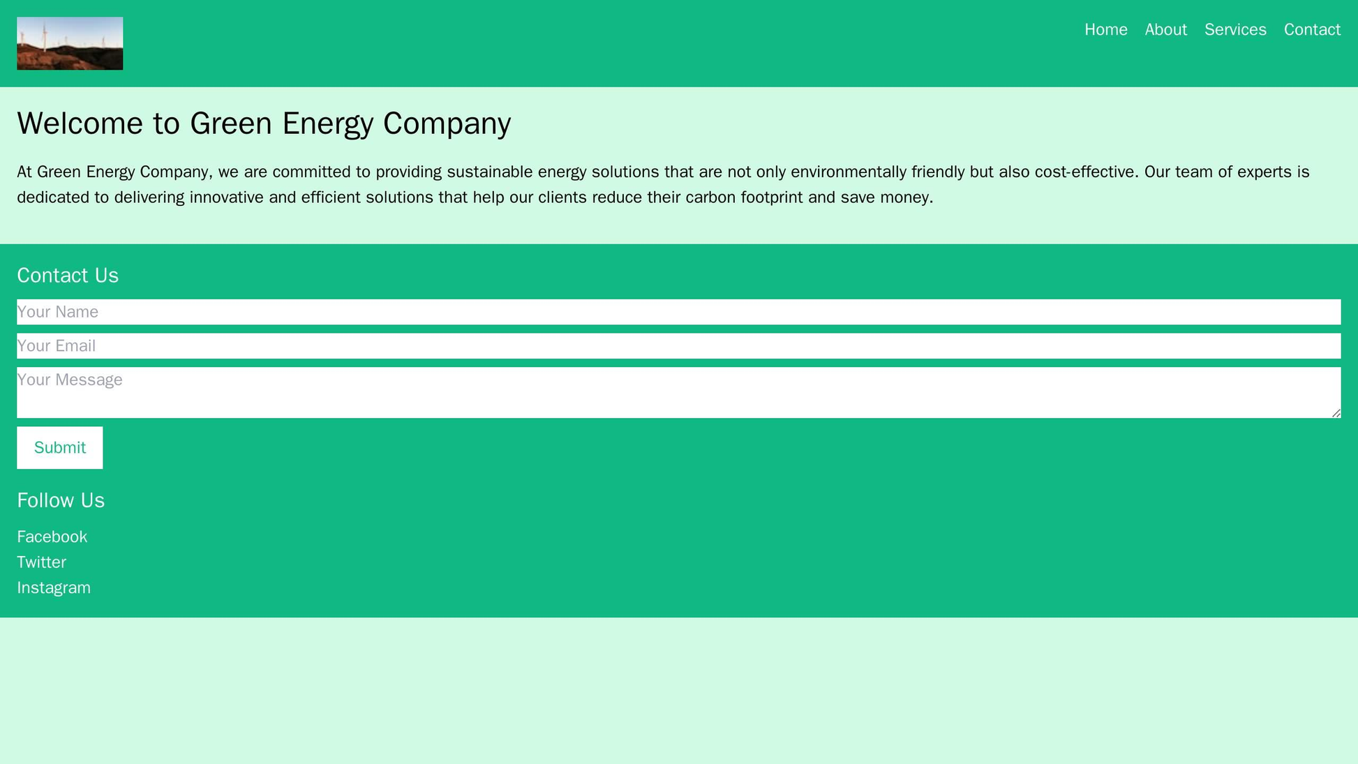 Green Energy Company: An eco-friendly design with abundant use of green colors and images of wind turbines and solar pan Web Template 3864