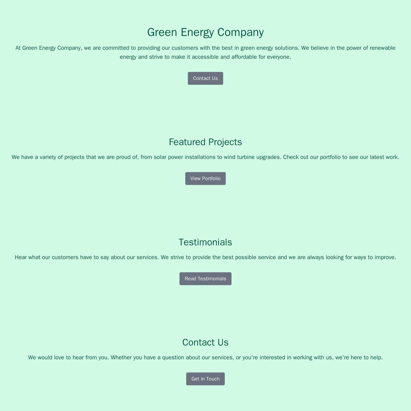 Green Energy Company: A one-page design with a hero section featuring clean energy facts, a scrolling section for featur Web Template 4489