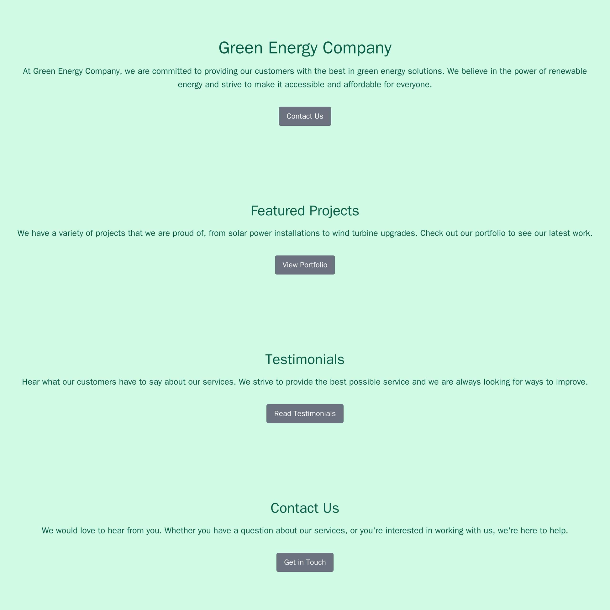 Green Energy Company: A one-page design with a hero section featuring clean energy facts, a scrolling section for featur Web Template 4489