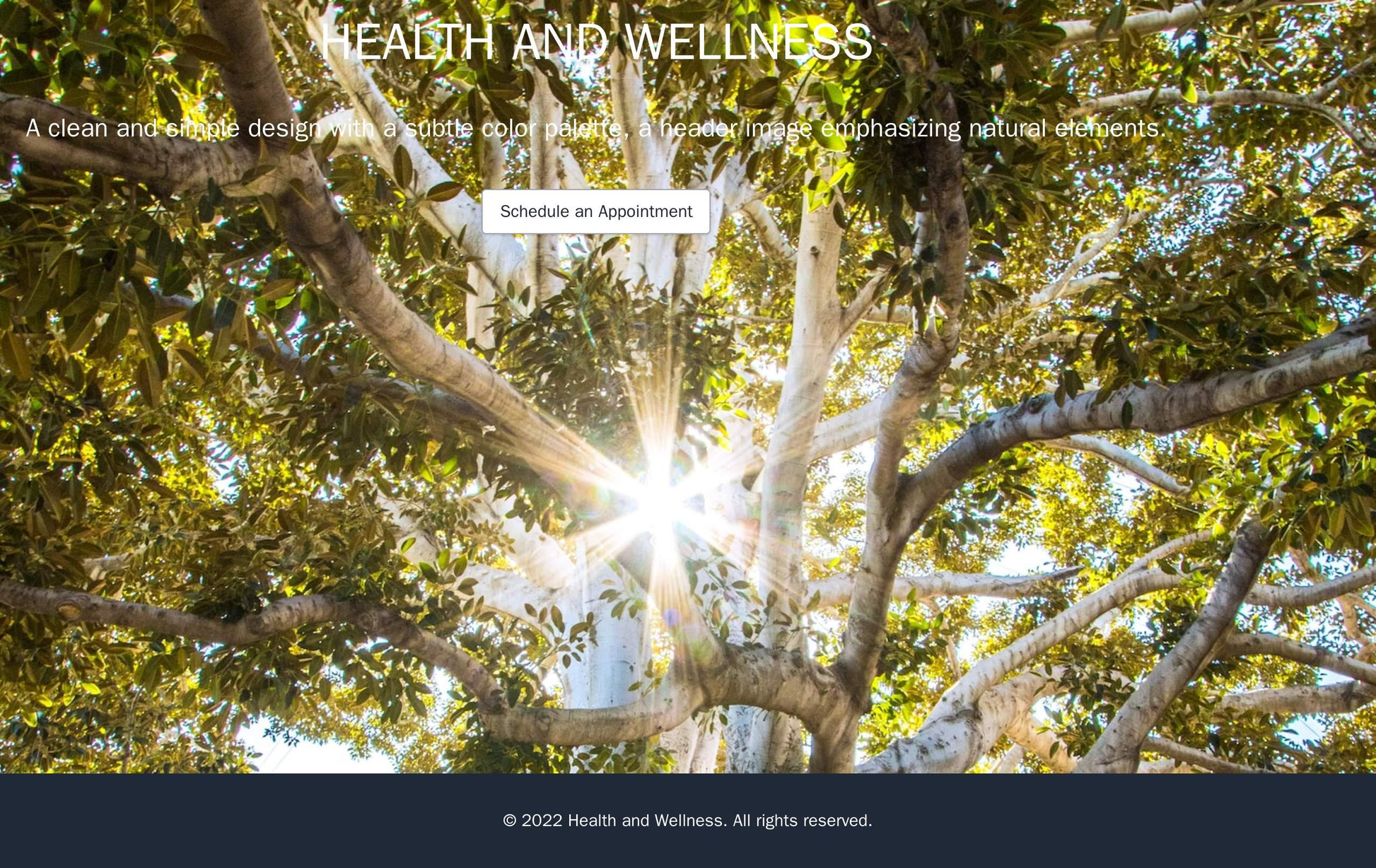 Health and Wellness: A clean and simple design with a subtle color palette, a header image emphasizing natural elements, Web Template 4083