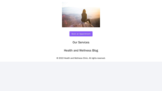 Health and Wellness Clinic: A calming and inviting design with a centered logo, a prominent call-to-action button for bo Web Template 4202