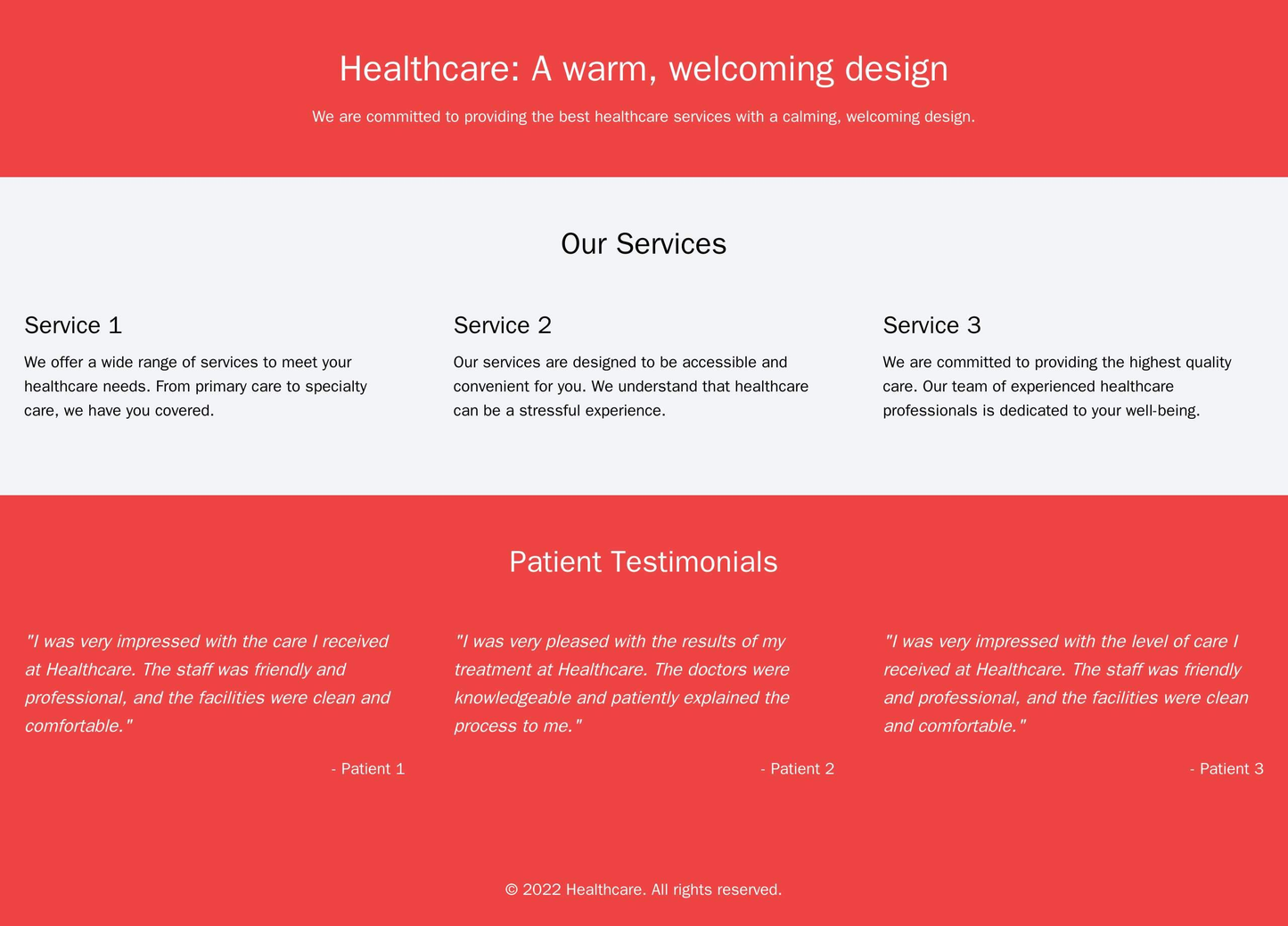 Healthcare: A warm, welcoming design featuring calming colors and a clear, straightforward layout. Sections include info Web Template 4128