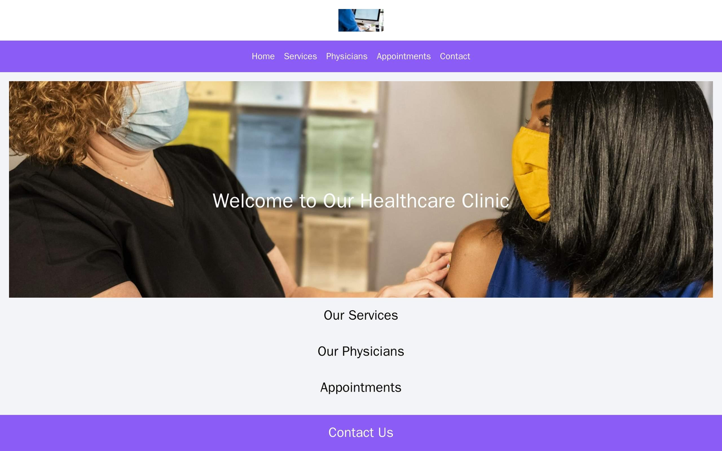 Healthcare Clinic Website: A clean and professional design with a centered logo and navigation menu. A background image  Web Template 3087