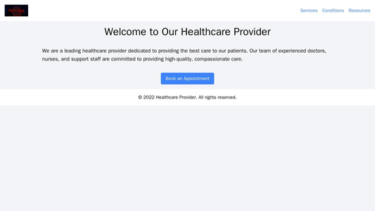 Healthcare Provider: A clean and informative design with a large, centered title and clear Calls-to-Action. The logo is  Web Template 2182