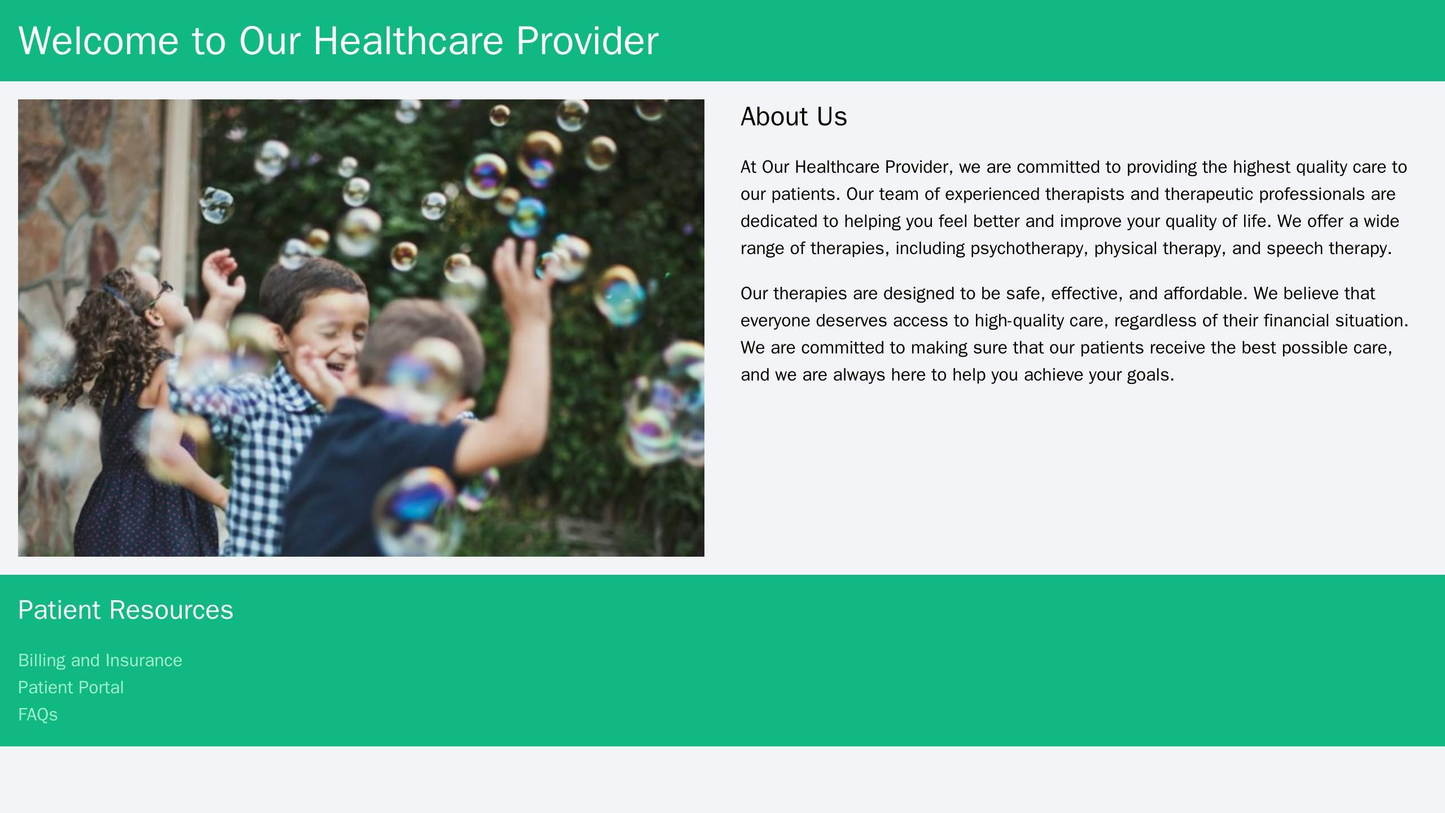 Healthcare Provider: A calming design with a two-column layout, soft colors, a large header image of a person in a thera Web Template 3111