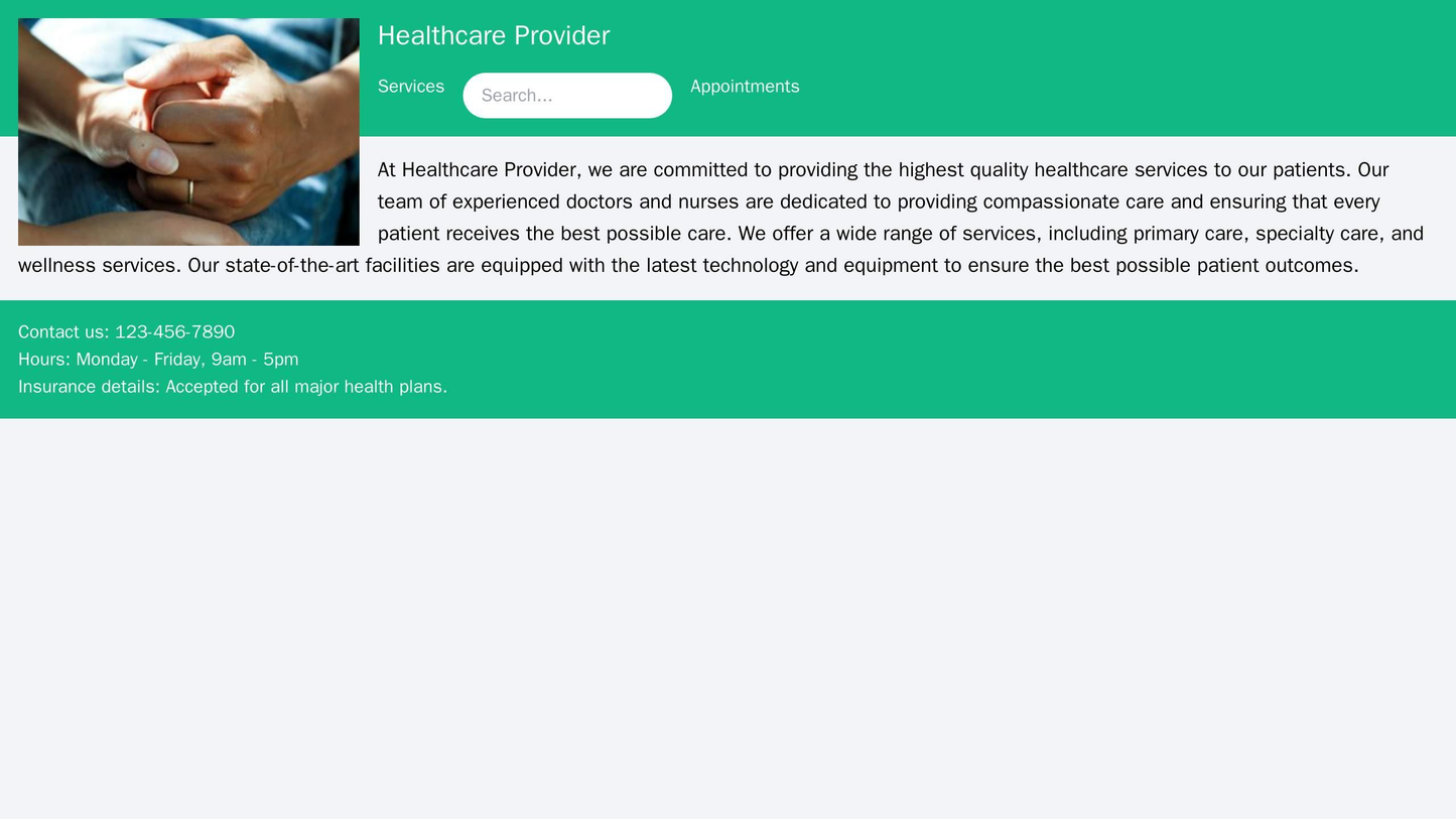 Healthcare Provider: A clean and professional layout with a photo of a smiling doctor or nurse in the header, a top menu Web Template 3179