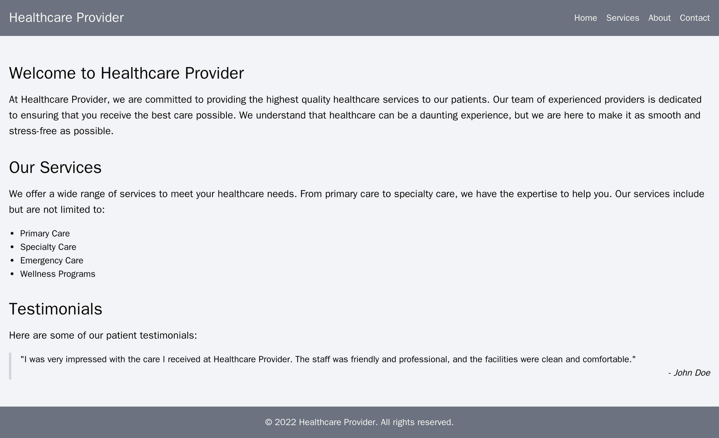 Healthcare Provider: A simple and calming design with a centralized logo, a horizontal navigation menu at the top, and a Web Template 3804