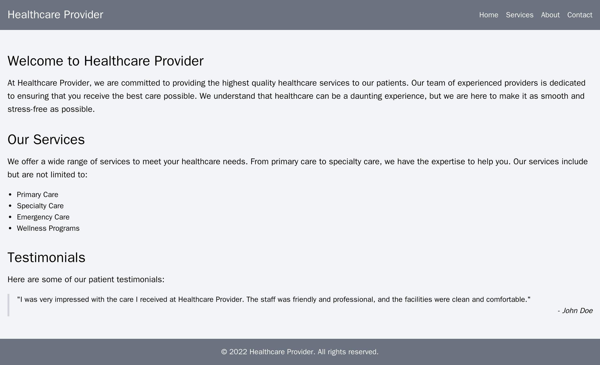 Healthcare Provider: A simple and calming design with a centralized logo, a horizontal navigation menu at the top, and a Web Template 3804