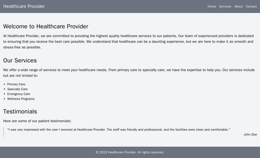 Healthcare Provider: A simple and calming design with a centralized logo, a horizontal navigation menu at the top, and a Web Template 3804