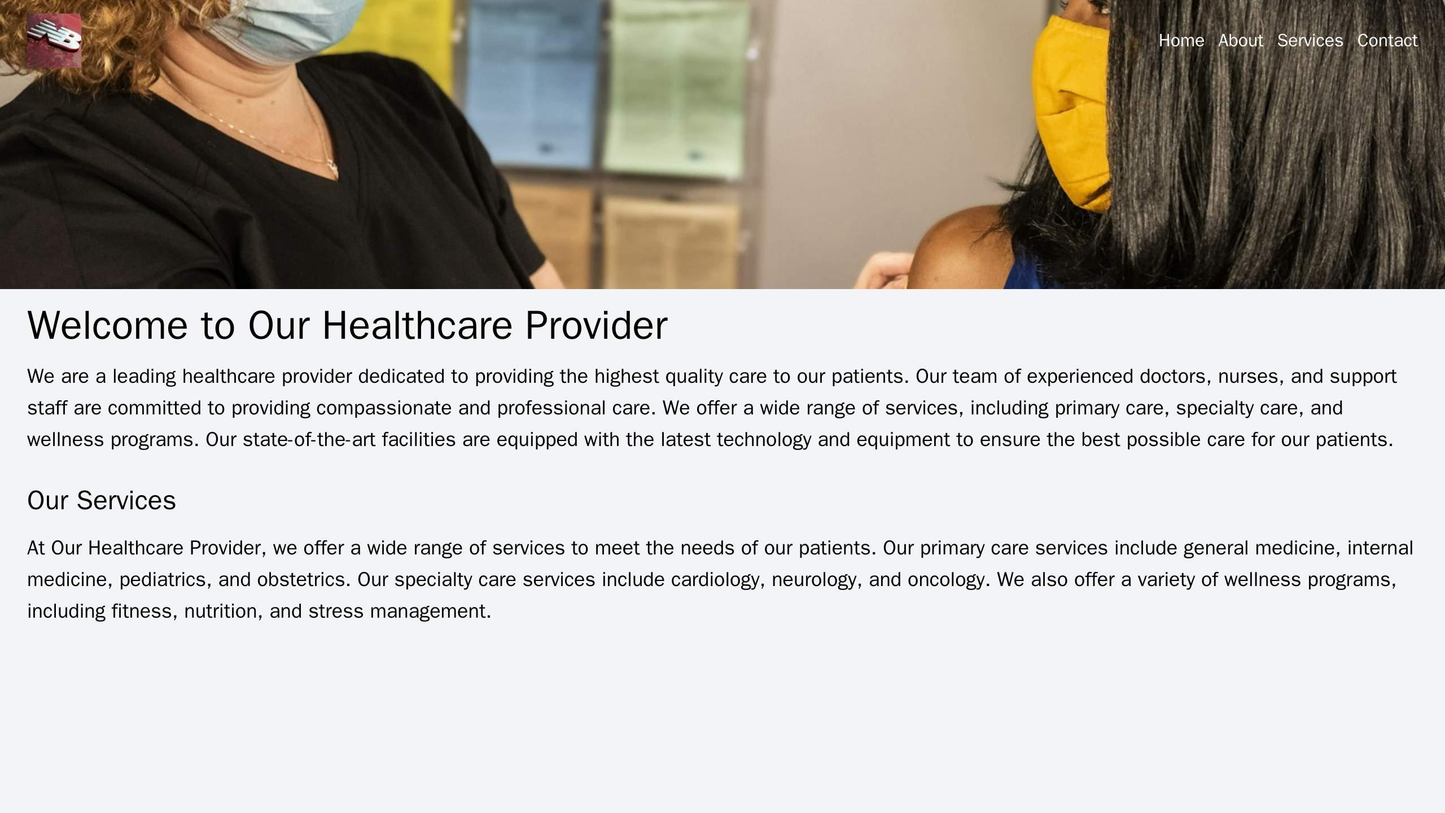 Healthcare Provider: A clean and professional design with a full-width header image, a centered logo, and a horizontal n Web Template 4895