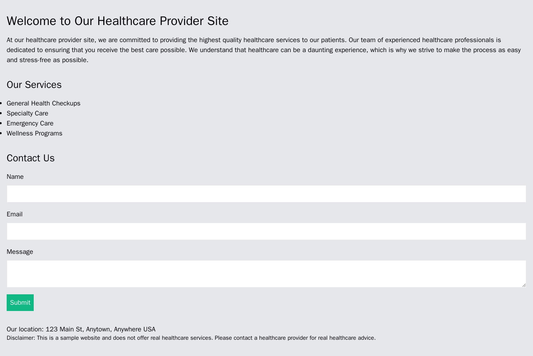 Healthcare Provider Site: A clean design with a full-width header image, a horizontal navigation bar at the top, a centr Web Template 4512