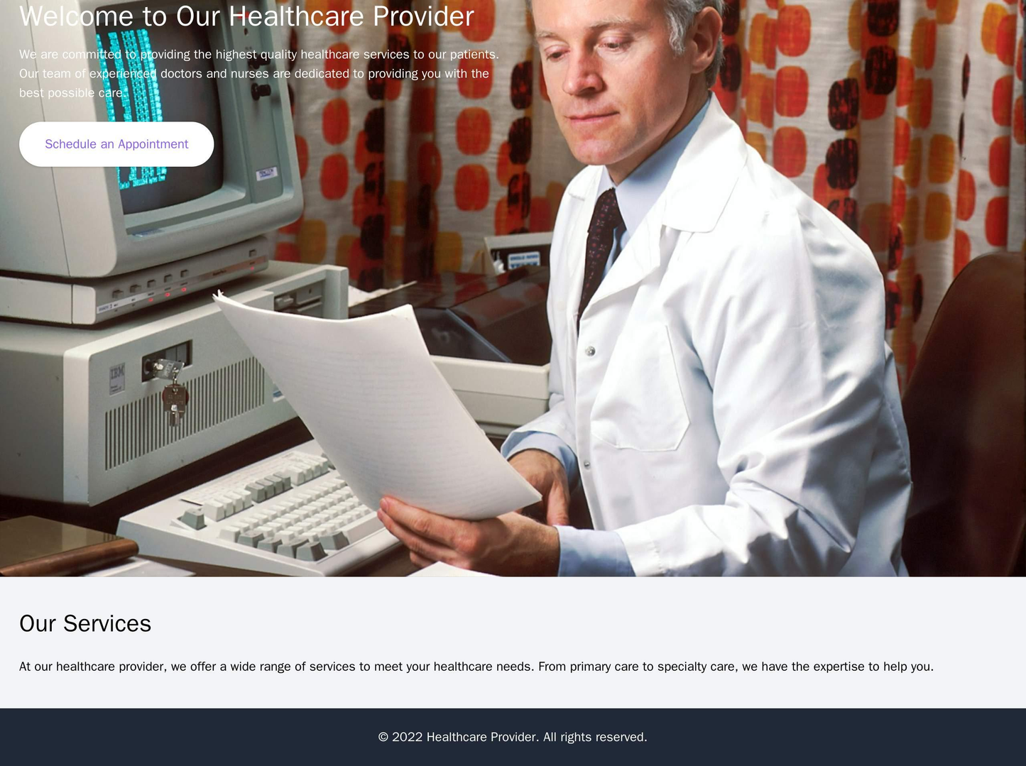 Healthcare Provider Site: A symmetrical design with a header image featuring patients/doctors, a prominent call-to-actio Web Template 4609