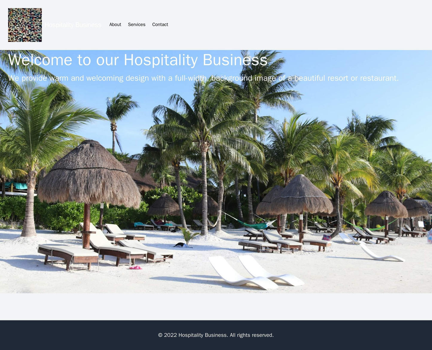 Hospitality Business: A warm and welcoming design with a full-width, background image of a beautiful resort or restauran Web Template 2431