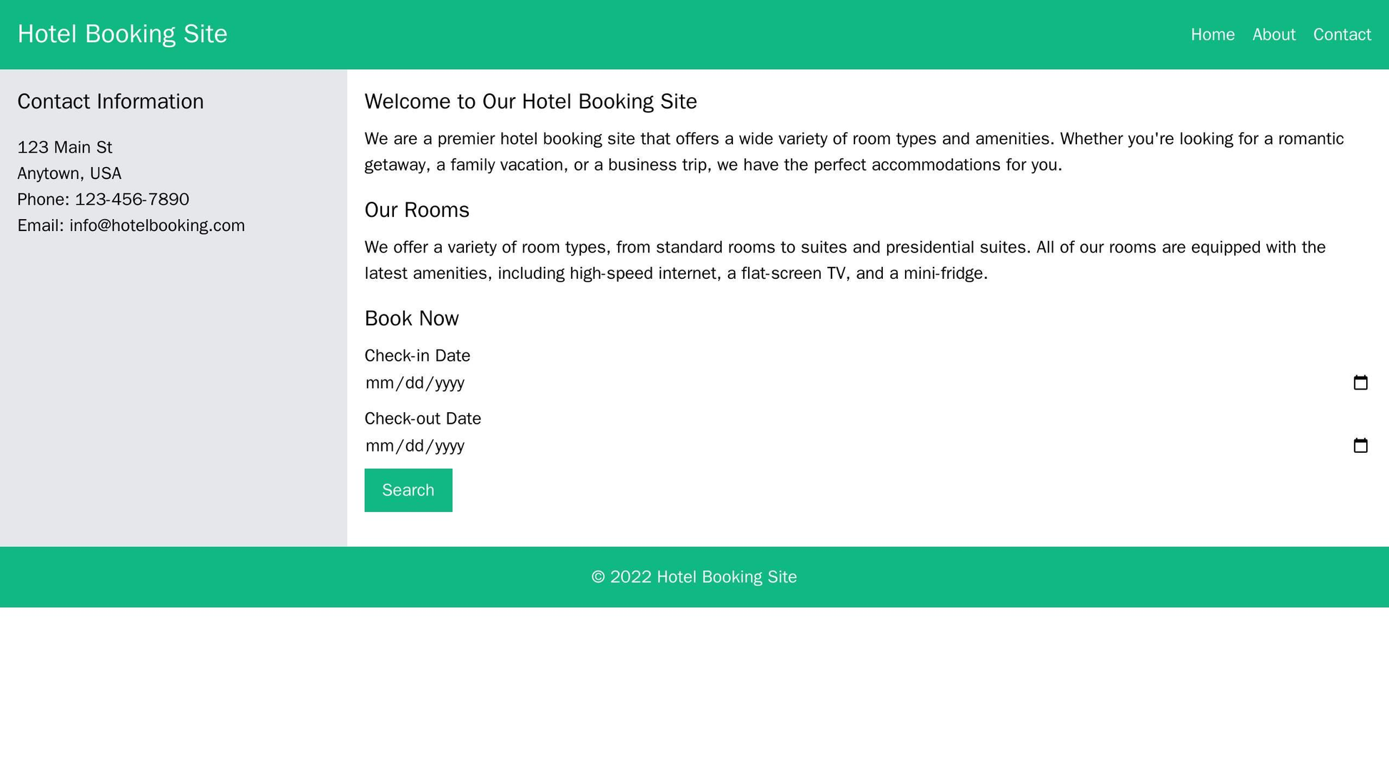 Hotel Booking Site: A slideshow of high-resolution images at the top, followed by a search form and room availability ca Web Template 2234
