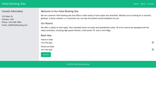 Hotel Booking Site: A slideshow of high-resolution images at the top, followed by a search form and room availability ca Web Template 2234