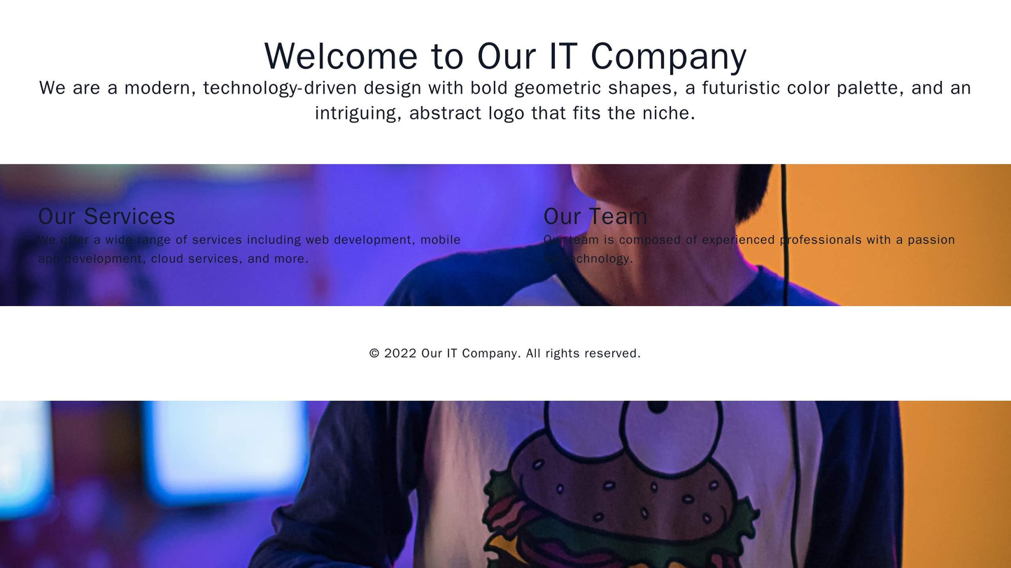 IT Company: A modern, technology-driven design with bold geometric shapes, a futuristic color palette, and an intriguing Web Template 4497