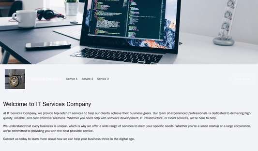 IT Services Company: A clean and modern design with a full-width header image of a computer or circuit board. Navigation Web Template 3539